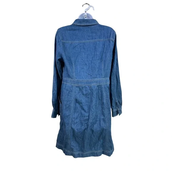 Boden Denim Shirt Dress Blue Cotton Long Sleeve Minimalist Preppy Size 8R Casual - Picture 10 of 14